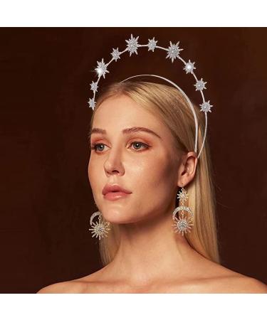 CAKURE Crystal Halo Crown Star Headband - Bridal Wedding Tiara & Hair Accessories (Silver) - Buy Online on GoSupps.com