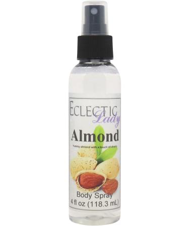 Almond Body Spray 4 ounces Body Mist for Women with Clean Light & Gentle Fragrance Long Lasting Perfume with Comforting Scent for Men & Women Cologne with Soft Subtle Aroma For Daily Use Regular Strength 4 Fluid Ounces