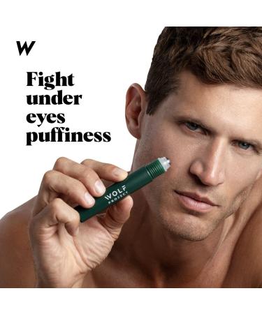Wolf Project Under Eye Roller - Energizing Serum for Dark Circles & Puffiness - Men's Brightening Eye Cream with Caffeine, Vitamin C & Peptides (15ml) - Buy Online on GoSupps.com