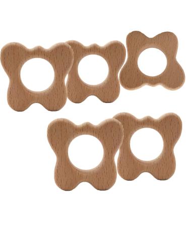 Arakierst 10pcs Cartoon Wood Butterfly Teether - Natural Beech Wooden Handmade DIY Jewelry Pendant - Buy Online on GoSupps.com