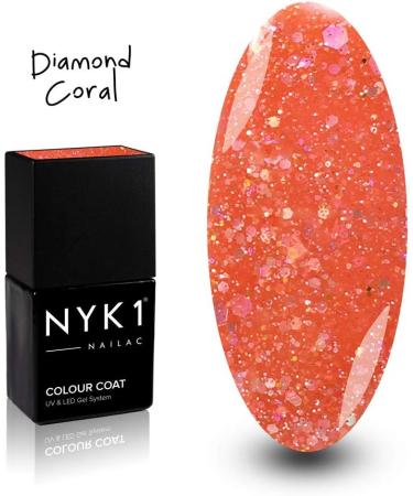 Glitter Coral Nail Gel Polish - (Diamond Coral) Satsuma Orange Coral Bright Summer Spring UV LED Polish by NYK1 Nailac for Nailac Professional Nail Manicure Lamps - Buy Online on GoSupps.com