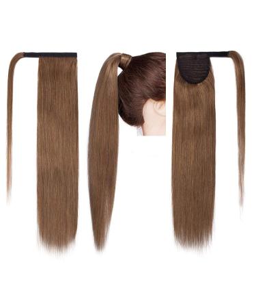 SEGO Real Hair Ponytail Extensions - Remy Human Hair Clip-In Braid & Bangs - Light Brown 20 inch (50cm) - 95g - Buy Online on GoSupps.com