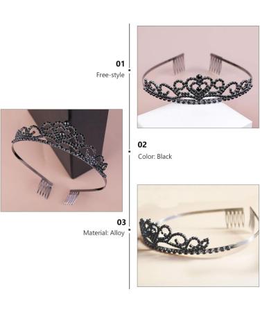 Lurrose Rhinestone Crowns Tiaras with Comb Headband for Girl Women Bridal Birthday Party Wedding Prom (Black) - Buy Online on GoSupps.com