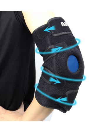 ARRIS Elbow Ice Pack Wrap, Gel Pack with Elbow Support Wrap for Hot Cold Therapy, Reusable Wearable Ice Pack for Elbow Arm Pain Relief for Tendonitis, Arthritis, Tennis and Sports Injury Elbow Wrap + Gel Pack