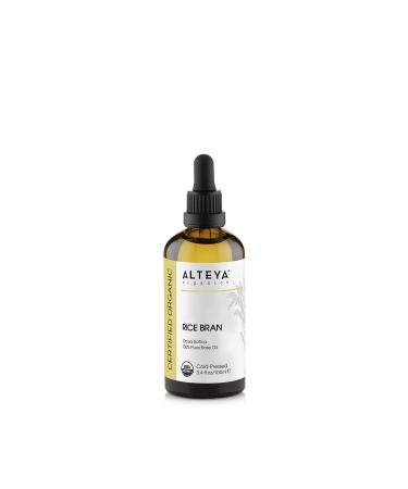 Alteya Organics Rice Bran Oil Certified Organic Carrier Oil 3.4 Fl Oz Cold Pressed 100% Pure Oryza Sativa (Rice) Bran Base Oil Rice Bran Oil 3.4 Fl Oz (Pack of 1)