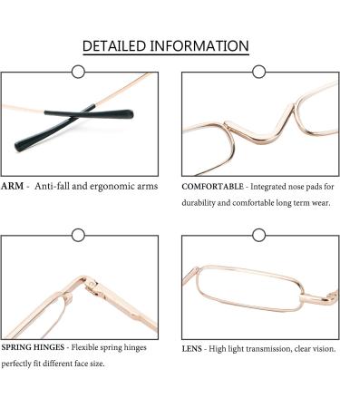 KoKoBin 2-Piece Mini Narrow Reading Glasses +1.50 | Unisex Spring Hinge Metal Visual Aid with Case - Shop Internationally - Buy Online on GoSupps.com