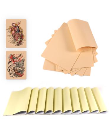 Blank Tattoo Skin Practice, Finemie 20pcs Practice Skins 1.6mm Thick Double Sides Fake Skin Tattoo and 20pcs Transfer Paper, Microblading Eyebrow Practice Tattoo Skin for Beginners and Tattoo Artists 20+20 1.6mm Pink