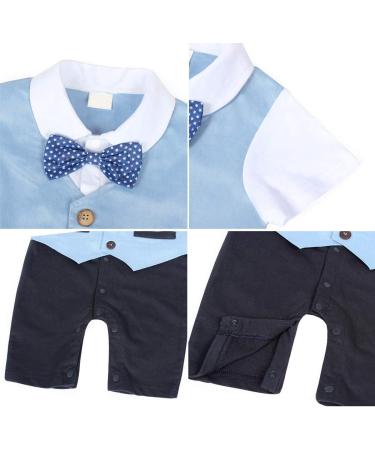 AmzBarley Baby Boys Gentleman's Tuxedo Romper Suit Blue | Long/Short Sleeve Dress Shirt Pants Vest Bowtie | Birthday Party Outfit | 3-6 Months - Buy Online on GoSupps.com