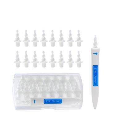 20 Pcs Ear Wax Removal Tool Q Grips Earwax Remover Safe Silicone Ear Cleaner with Spiral Swab Replacement Tips Fit for Adults & Kids  White