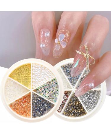 In Wheel Nail Art Decoation Pearl Chameleon Stone Nail Stud Nail Rhinestone Mixed Design 3D(B) - Buy Online on GoSupps.com