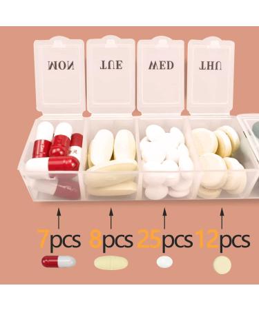 2Pcs Pill Box Organizer Travel Tablet Box 7 Days with Compartments - White and Blue - Buy Online on GoSupps.com