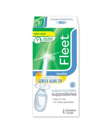 Fleet Laxative Liquid Glycerin Suppositories 4 Count of 7.5 oz Each Fast Constipation Relief in Minutes