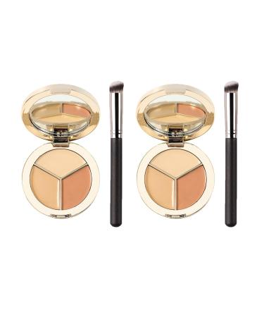 3-Color Concealer Palette Dark Eye Circles Acne Spots Corrective Highlighting Concealer Palette (2pcs)