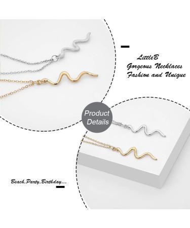 Buy LittleB Minimal Serpentine Pendant Necklace - Short Gold Fashion Jewelry for Women & Girls | International Shipping - Buy Online on GoSupps.com