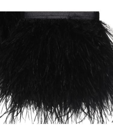 2 Yards Black Ostrich Feathers Fringe Trim Ribbon for Sewing & Crafts - 3-4 inch Width - Buy Online on GoSupps.com
