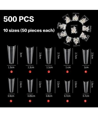 500 Pieces Acrylic False Nails Set - Half Cover Coffin Shape Tips | Artificial Nail Tips for Salons & DIY - 10 Sizes Available - Buy Online on GoSupps.com