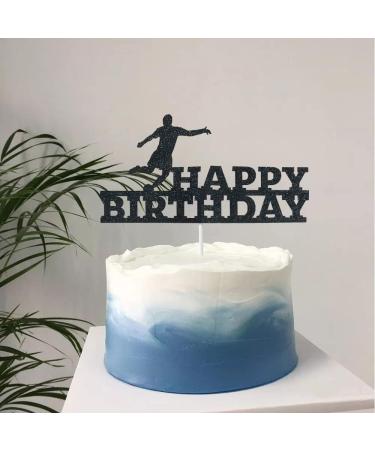 GotGala Soccer Cake Topper Black Glitter Happy Birthday Sign Toppers for Soccer Ball Player Net Sport Football Themed Kids Men Birthday Party Decorations - Buy Online on GoSupps.com
