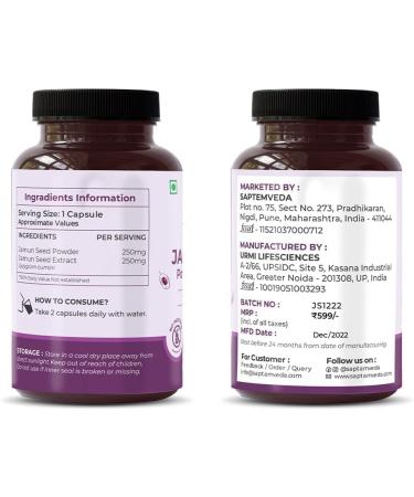 SENTA Natural Jamun Seed Powder Capsules 500 mg (60 Capsules) | Good for Heart & Liver Promotes Healthy Digestion Lower Sugar Level Helps in Detoxification Promotes Better Oral Health - Buy Online on GoSupps.com