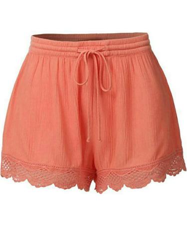 Shop Haiorziyou Women's Summer Sport Shorts - Elegant Lace-Up Plus Size 3XL Loose Fit Yoga & Leisure Pants in Orange - Buy Online on GoSupps.com