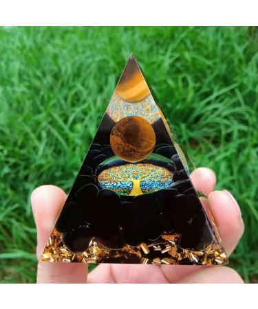 YCYINGCHENG Tiger Eye Ball Tree of Life Crystal Pyramid 6CM - Reiki Chakra Energy Tower for Home Office - Feng Shui Blessing Ornaments - Buy Online on GoSupps.com