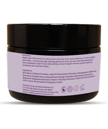 Calm Stress-Relief & Adrenal Support Cream Relaxation & Mood Balance | Ashwagandha Rhodiola Ginseng Magnesium Inositol | 2 oz King & Queen Wellness - Buy Online on GoSupps.com