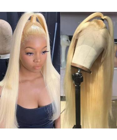 24 inch 613 Blonde Lace Front Wig Human Hair 13x4 | 180% Density HD Straight Lace Frontal Wig with Baby Hair | Pre Plucked & Bleached Knots | Glueless & Transparent 10A Quality - Buy Online on GoSupps.com