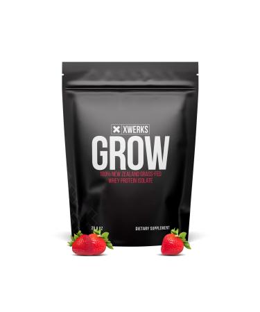 Xwerks Grow Strawberry Grass Fed Whey Protein Powder Isolate, Keto Friendly Cold Processed New Zealand Non-GMO All Natural Whey Protein Powder - NO Gluten Artificial Sweeteners or Fillers 30 Servings