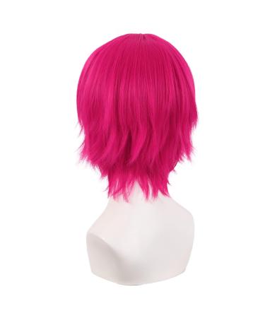 MapofBeauty 12 Inch Hot Pink Side Bangs Short Straight Fiber Cosplay Wig - International Shipping Available - Buy Online on GoSupps.com