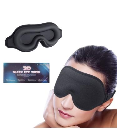 HUIBENYOU 3D Eye Covers for Sleeping Unisex Sleep mask Completely Blindfold Suitable for Lunch Breaks Insomnia Rest Anytime use Leica ice Sleeping mask Soft and Comfortable Sleeping mask 2 pcs Black.
