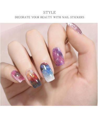 JMEOWIO Gel Nail Stickers Colorful Sky Semi Cured Gel Nail Strips Wraps UV/LED Nail Supplies Nail Art Design Decoration Accessories - Buy Online on GoSupps.com