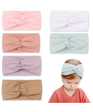 Lzkheh 6 Pack Baby Turban Girl 0-3 months-Hair band Bandeau-knitted twist stirring band-Newborn-soft baby-headband-elastic baby turban headband.