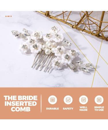 Housoutil Bridal Comb Wedding Hair Comb Hair Accessories for Girls Flower Hair Clip Wedding Ceremony Decorations Tiara White Pearl Bride Flower Head Color-preserving Copper Wire - Buy Online on GoSupps.com