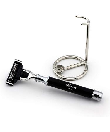 Dreikant Black Resin & Stainless Steel Razor Stand | Perfect for Daily Wet Shaving | Ideal Gift for Razor Enthusiasts - Buy Online on GoSupps.com