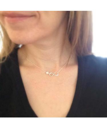 Boho Pearl Infinity Choker Necklace - Gold Figure Eight Pendant Jewelry for Women & Girls - Perfect Gift - Buy Online on GoSupps.com