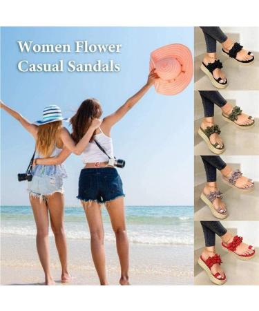 Women s Floral Plateau Wedge Sandals | Casual Beach & Hiking Flip Flops - Gray 36-37 EU - Buy Online on GoSupps.com