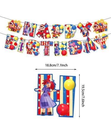 30 PCS The Amazing Digital Circus Birthday Party Decoration Kit-Theme Party Favors Included Happy Birthday Banner Cupcake&Cake Toppers Balloons for Room Decoration C Style - Buy Online on GoSupps.com