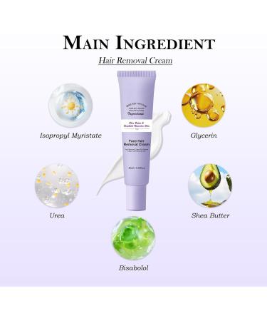 FLLUOUZH Facial Hair Removal Cream Painless Facial Gentle Hair Removal Cream for Face and Body Painless Formula Lasting Smooth Skin Instant 40ml+5ml 2 Set - Buy Online on GoSupps.com