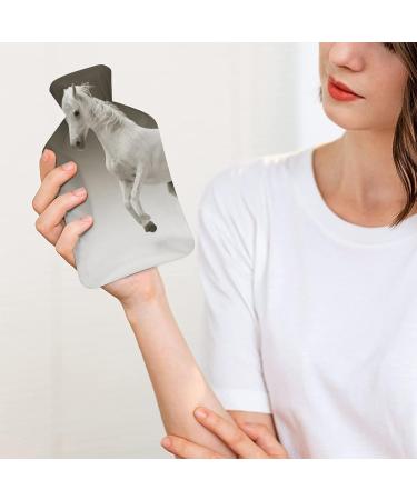White Horse Hot Water Bottle with Plush Cover Cozy Hand Warmer for Adults & Kids | 26.5x15.3cm | International Shipping - Buy Online on GoSupps.com