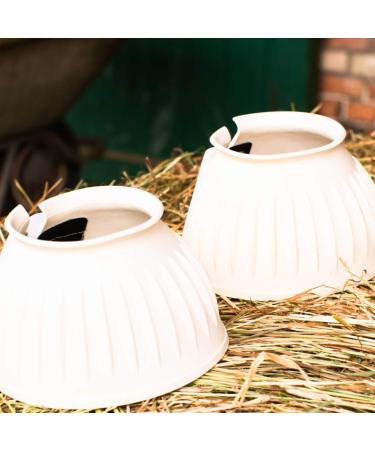 Hoof bells for horses ponies warm blood cold blood thoroughbred-black & white rubber jumping bells S-XXL hoof protection for riding grounds pasture (L (white))