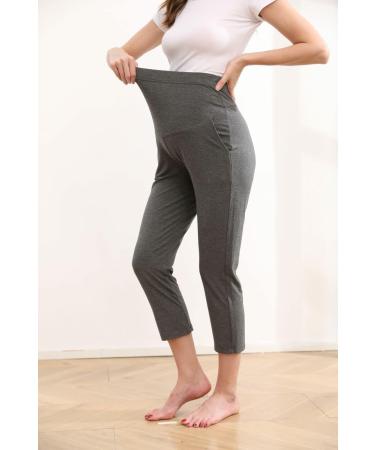 ZUMIY Maternity Lounge Pants - Over the Belly Stretchy Activewear with Pockets - M Grey - Buy Online on GoSupps.com