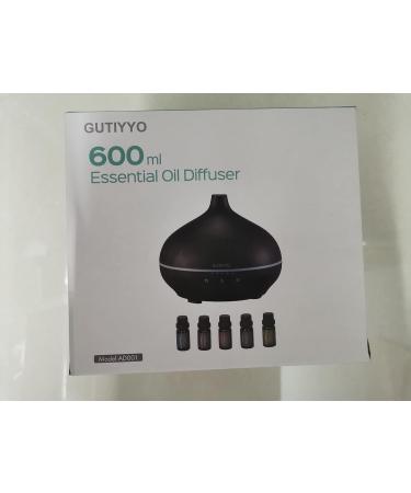 Gutiyyo 600ml Aroma Diffuser | Essential Oil Diffuser with 5x10ml Oils 7-Color LED Humidifier & Auto Shut Off - Buy Online on GoSupps.com