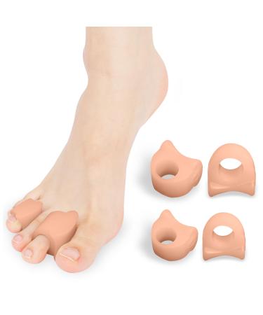 Toe Spacers for Women & Men - 4 Pcs Gel Toe Separators With 2 Sizes for Hammertoe Overlapping Toes Soft Comfortable Bunion Corrector for Foot Pain Relief (Beige 2 L & 2 M)