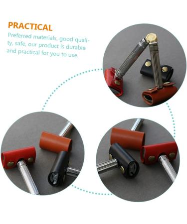 Durable Travel Razor Cover - Hakidzel 2-Piece Men's Razor Accessories | Anti-Scratch Fabric Shell | Brown 8.5x4.5cm - Buy Online on GoSupps.com