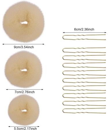 6 Pcs Hair Donut Hair Doughnut Bun Doughnut Blonde Donut Bun Rings Bun Maker Set with 20 Pcs U-Shaped Hair Pins for Girls Kids and Women Bronze - Buy Online on GoSupps.com