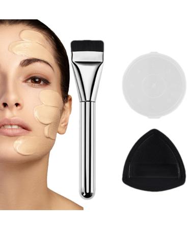 Flat Foundation Brush Foundation Brush With Makeup Sponges Puff | Ultra Thin Flat Head Makeup Foundation Brush Set Cream Foundation Concealer Brush
