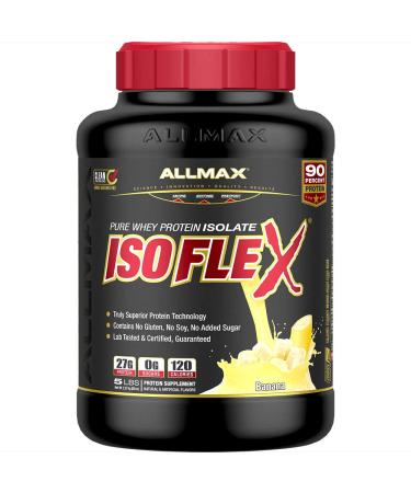 ALLMAX Nutrition Isoflex Pure Whey Protein Isolate (WPI Ion-Charged Particle Filtration) Banana 5 lbs (2.27 kg)