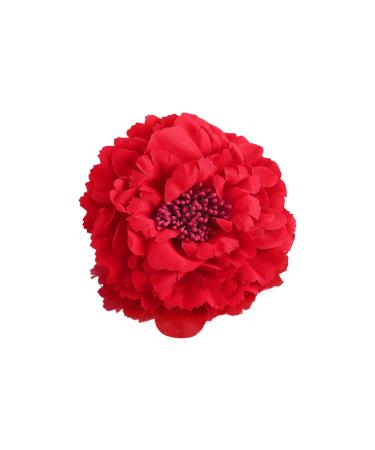 Vintage Peony Flower Hair Pin Red Flower Hair Clip Fascinator Artificial Flower Brooch Hairpins Peony Hair Clip Flower Hair Barrette Flower Hair Accessories for Women Girls