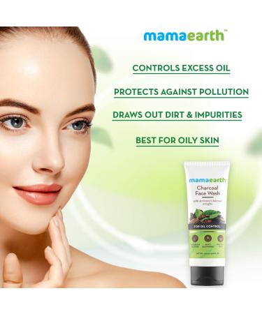 Mamaearth Activated Charcoal Face Wash for Oily Skin - Deep Cleansing Controls Oil & Unclogs Pores | 3.38 Fl Oz (100ml - Buy Online on GoSupps.com