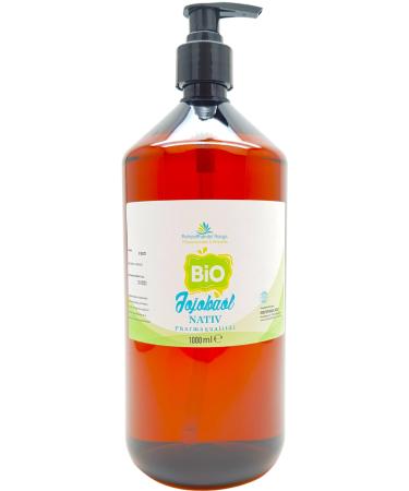 ORGANIC Jojoba Oil - 1 liter - cold pressed NATIVE pharmaceutical quality including dosing pump 1 liter Jojoba Oil
