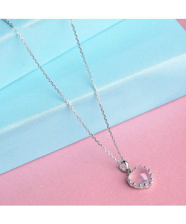 DNCG Quartz Healing Crystal Necklace Natural Pink Crystal Healing Crystals Necklace Heart Pendant Necklaces Quartz Jewelry for Womens Girls Ladies Crystal Point Pendant Necklace - Buy Online on GoSupps.com